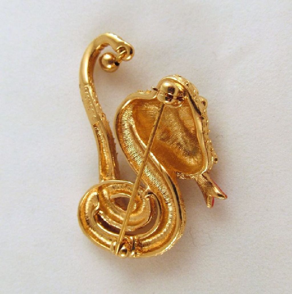 Monet Figural Rattlesnake Brooch Rhinestone Gold-tone Monet Figural Rattlesnake Brooch Rhinestone Gold-tone
