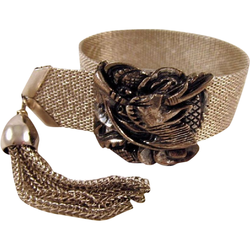 Early Napier Dragon Bracelet Silver-tone Mesh Early Napier Dragon Bracelet Silver-tone Mesh