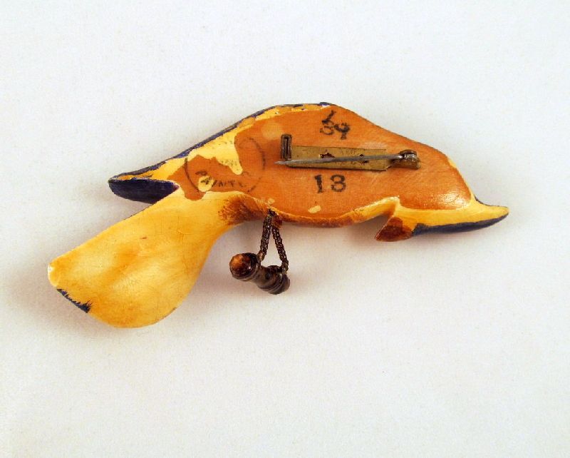 Hand Carved Painted 1940s Wooden Jay Bird Pin Huge 3 1/2" Long Hand Carved Painted 1940s Wooden Jay Bird Pin Huge 3 1/2" Long
