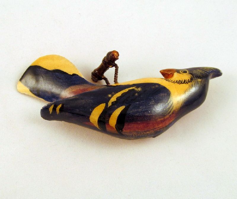 Hand Carved Painted 1940s Wooden Jay Bird Pin Huge 3 1/2" Long Hand Carved Painted 1940s Wooden Jay Bird Pin Huge 3 1/2" Long