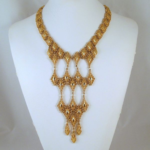 Fabulous Monet Palais Line Bib Necklace Waterfall Gold-tone 1972 Fabulous Monet Palais Line Bib Necklace Waterfall Gold-tone 1972