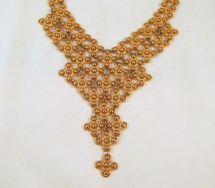 Monet Moresque Waterfall Bib Necklace Brooch Gold-tone Monet Moresque Waterfall Bib Necklace Brooch Gold-tone