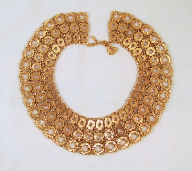Monet Bouclais 1972 Collar Necklace Gold-tone Book Piece Monet Bouclais 1972 Collar Necklace Gold-tone Book Piece