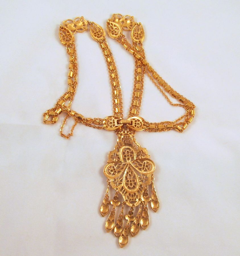 Monet Multi-chain Filigree Gold-tone Necklace Monet Multi-chain Filigree Gold-tone Necklace