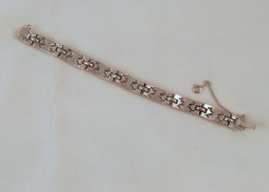 Art Deco Rhinestones Rhodium Bracelet Silver-tone Art Deco Rhinestones Rhodium Bracelet Silver-tone