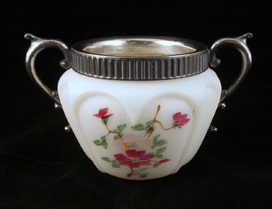 Consolidated Open Heart Arches Sugar Bowl Satin Glass Consolidated Open Heart Arches Sugar Bowl Satin Glass