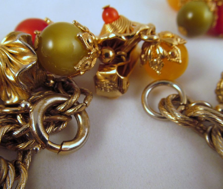 Napier Chunky Moonglow Charm Bracelet Earrings Multi-color Gold-tone Napier Chunky Moonglow Charm Bracelet Earrings Multi-color Gold-tone
