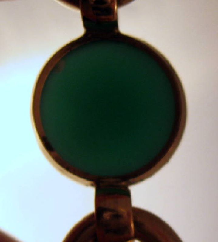 Art Deco Green Art Glass Rolled Gold Bracelet Art Deco Green Art Glass Rolled Gold Bracelet