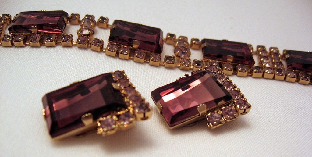Amethyst Purple Geometric Stones Bracelet & Earrings Set Amethyst Purple Geometric Stones Bracelet & Earrings Set