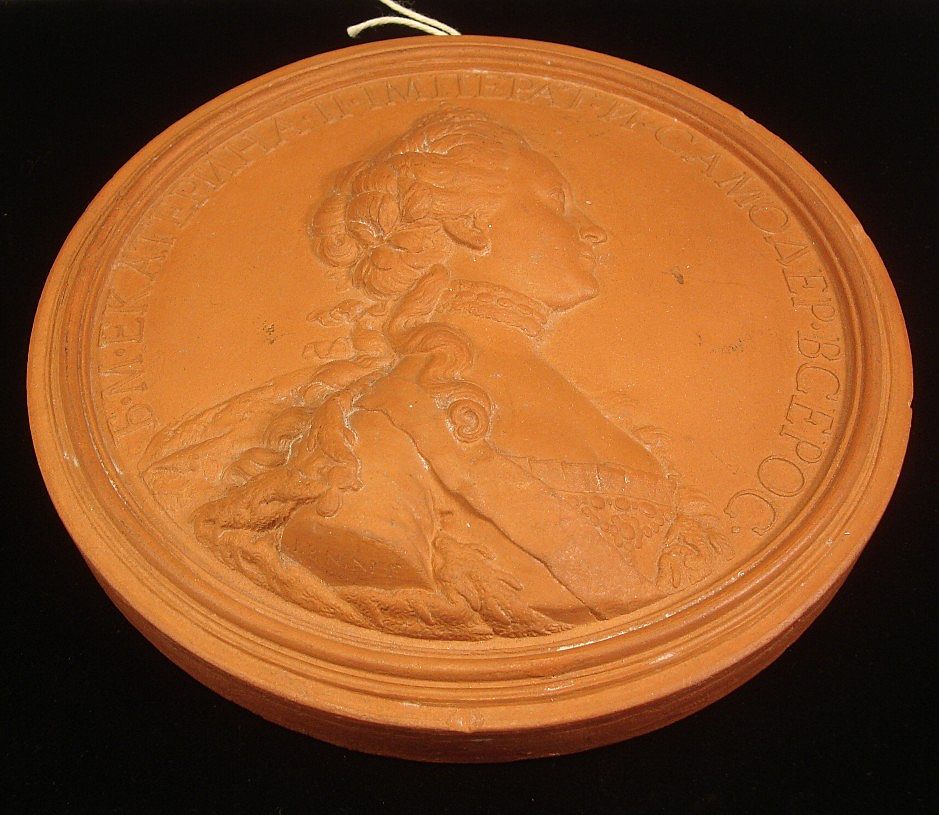 Terracotta Medallion of Catherine the Great of Russia, signed J.B. Nini 1771, French (1717-1786) Terracotta Medallion of Catherine the Great of Russia, signed J.B. Nini 1771, French (1717-1786)
