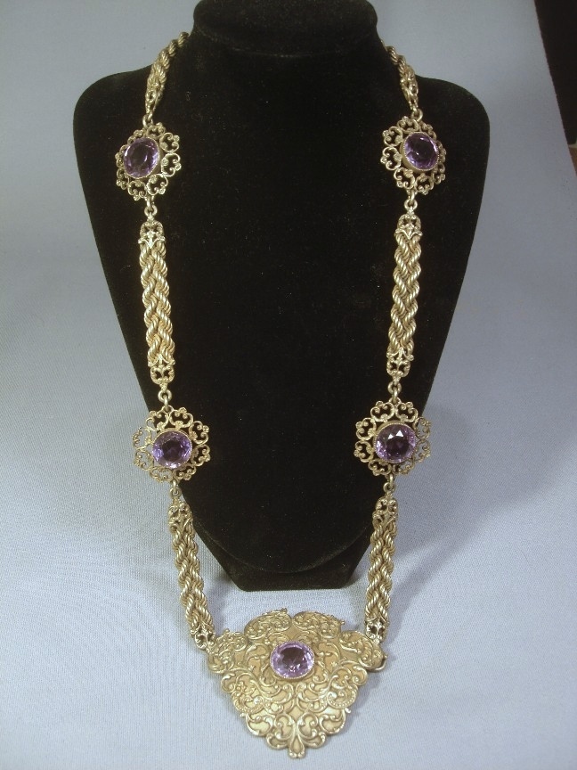 Amazing Victorian Sterling Silver & Amethyst Necklace or Belt...159.6g...90cts Amethysts! Amazing Victorian Sterling Silver & Amethyst Necklace or Belt...159.6g...90cts Amethysts!