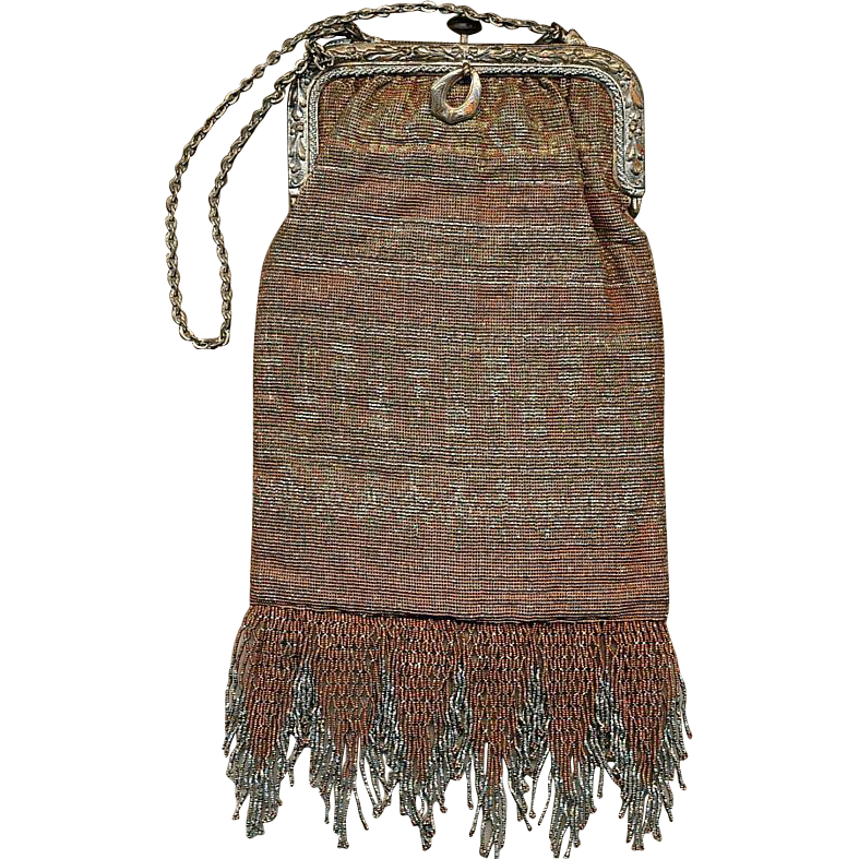 Vintage Art Deco French Micro Cut Steel Beaded Handbag c1930 Vintage Art Deco French Micro Cut Steel Beaded Handbag c1930