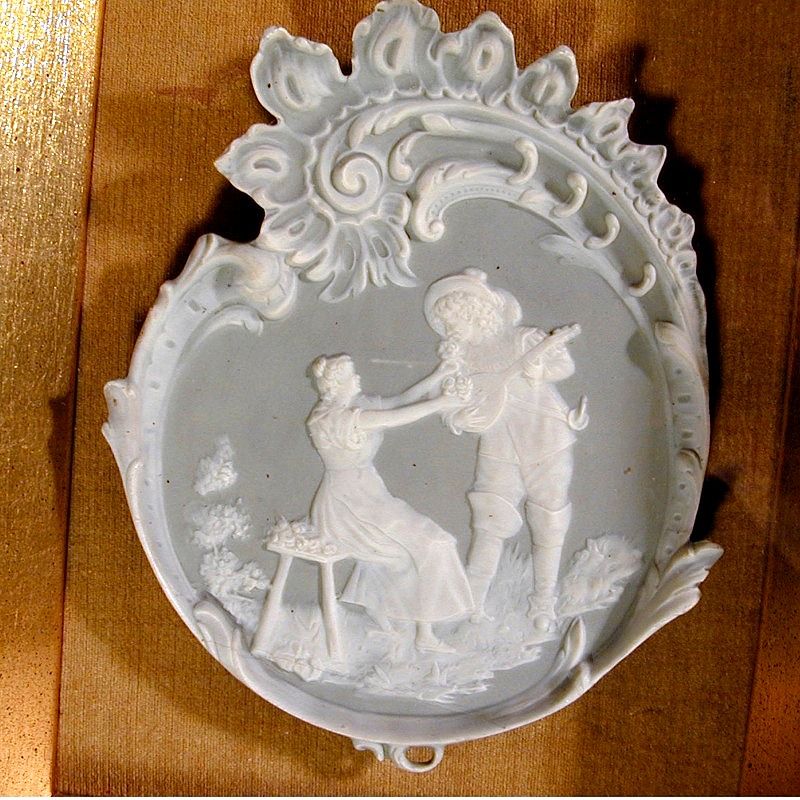 Pair of Old German Jasperware Plaques In Shadow Box Frames Pair of Old German Jasperware Plaques In Shadow Box Frames