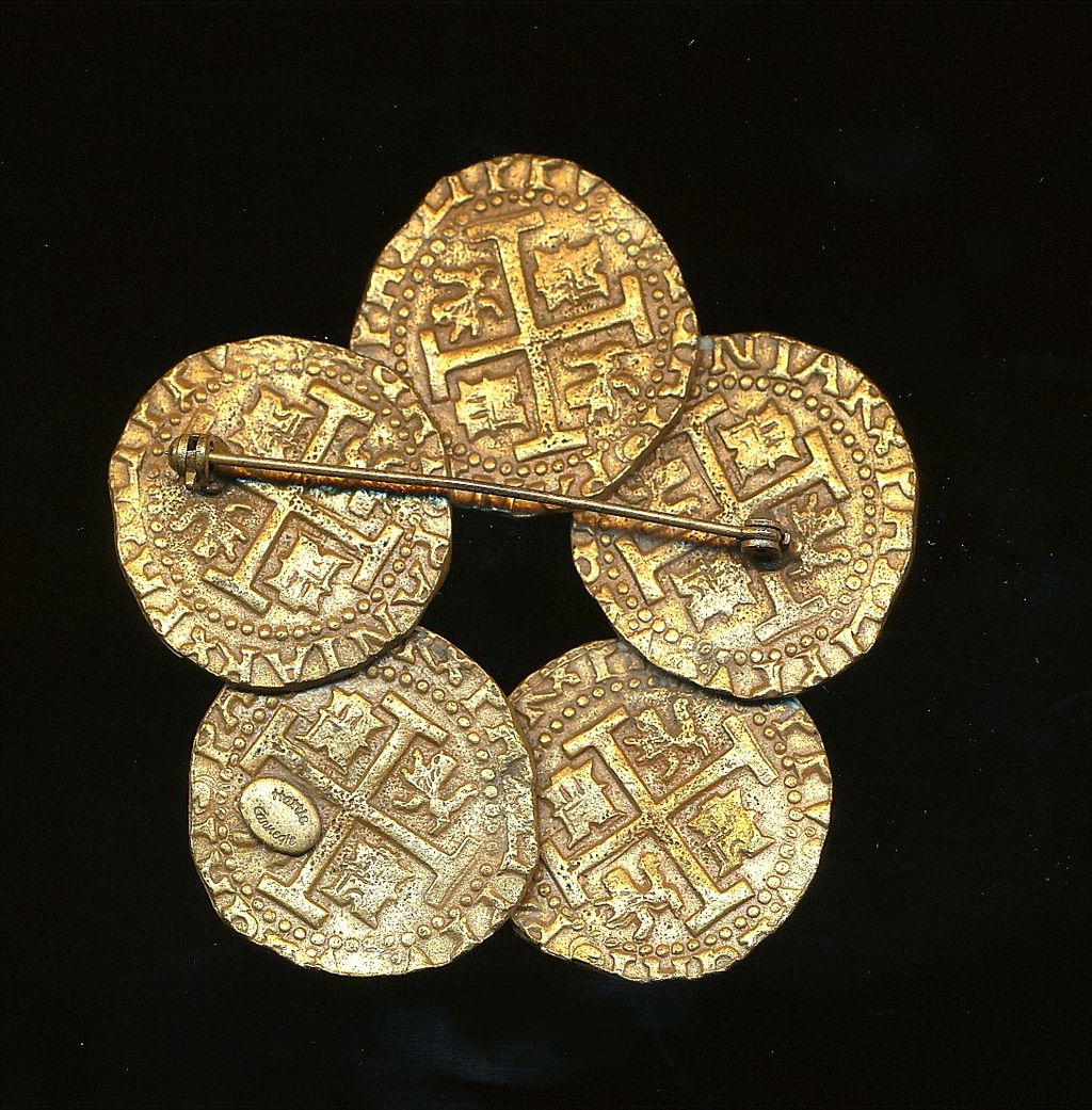 Hattie Carnegie Big Ancient Coins Pin Brooch from greatvintagestuff on