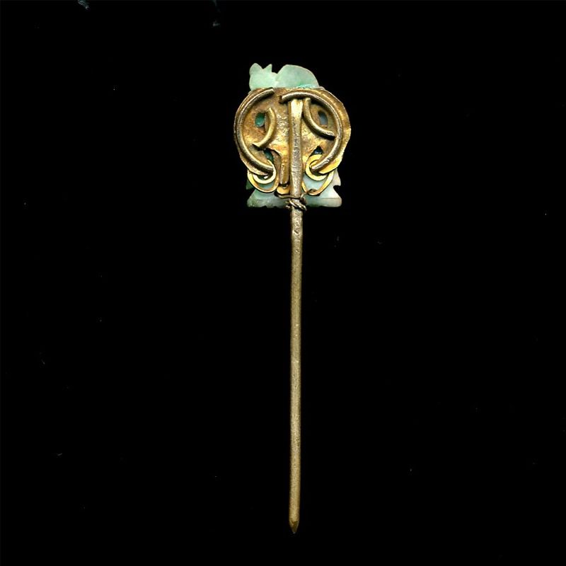 Antique Chinese Carved Jade & Silver Hair Pin c19th Century Qing Antique Chinese Carved Jade & Silver Hair Pin c19th Century Qing