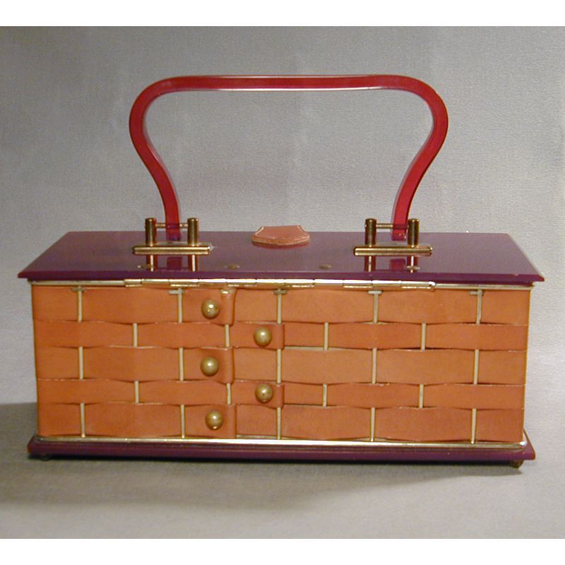 Rare 1950s Dorset Rex LEATHER and Lucite Box Purse Handbag Rare 1950s Dorset Rex LEATHER and Lucite Box Purse Handbag