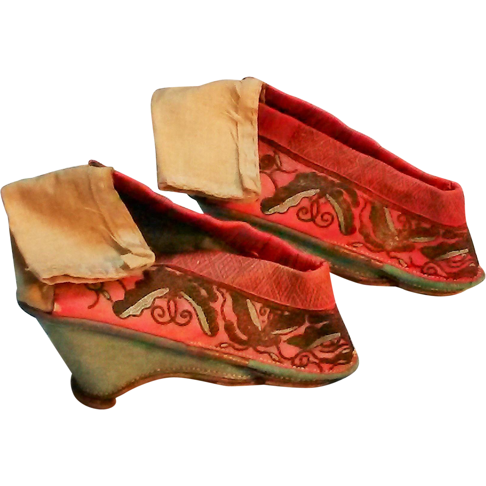 Antique Chinese Lotus foot binding shoes embroidered butterflies from ...