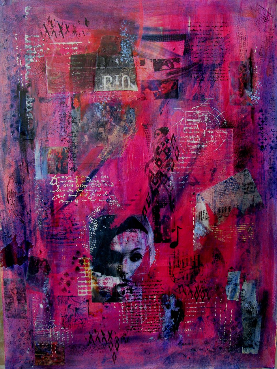 "Mardi Gras", Framed, Original, Mixed Media/Collage Painting, by Artist, Eleonore Esau. "Mardi Gras", Framed, Original, Mixed Media/Collage Painting, by Artist, Eleonore Esau.