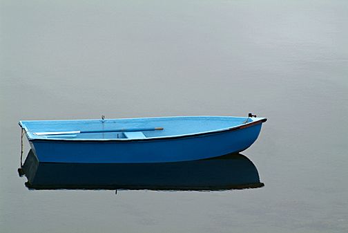 "Blue Dory", Photography of a Flat-Bottomed Boat on a still Lake by Doug Ritter "Blue Dory", Photography of a Flat-Bottomed Boat on a still Lake by Doug Ritter