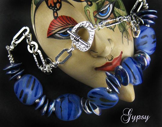 Blue Heaven Necklace - Kazuri Beads, Greek Ceramic and Fine Silver Blue Heaven Necklace - Kazuri Beads, Greek Ceramic and Fine Silver