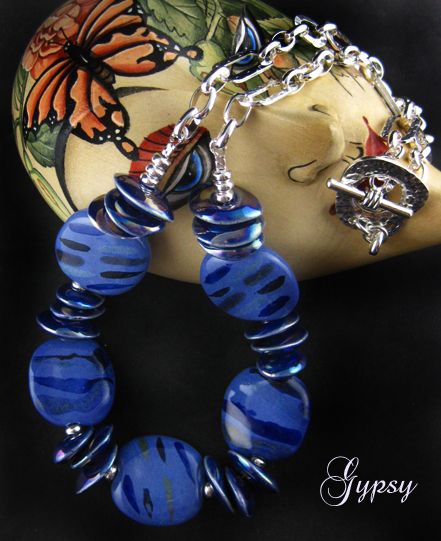 Blue Heaven Necklace - Kazuri Beads, Greek Ceramic and Fine Silver Blue Heaven Necklace - Kazuri Beads, Greek Ceramic and Fine Silver