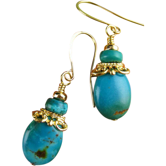 Gypsy Turquoise Earrings with AA grade stones. Gypsy Turquoise Earrings with AA grade stones.