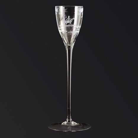 Rare c.1960 Claus Josef Riedel Engraved Hoch Pokal, Very Tall Glass Goblet Vase Rare c.1960 Claus Josef Riedel Engraved Hoch Pokal, Very Tall Glass Goblet Vase