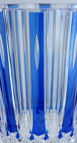 c.1950s 60s Val St. Saint Lambert Blue Overlay Crystal Vase c.1950s 60s Val St. Saint Lambert Blue Overlay Crystal Vase