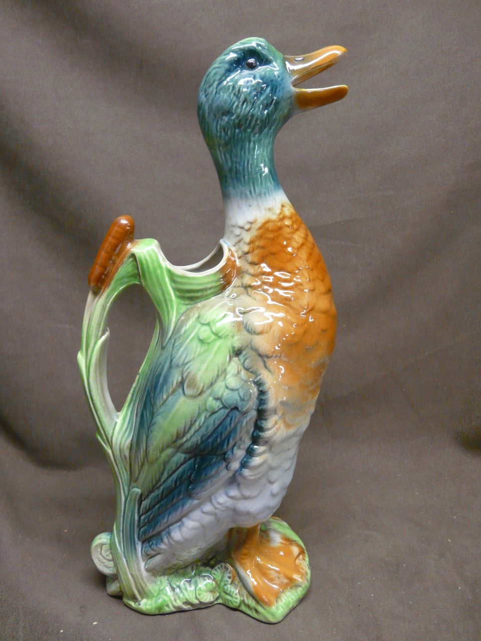 St. Clement Pottery France Majolica Duck Pitcher from