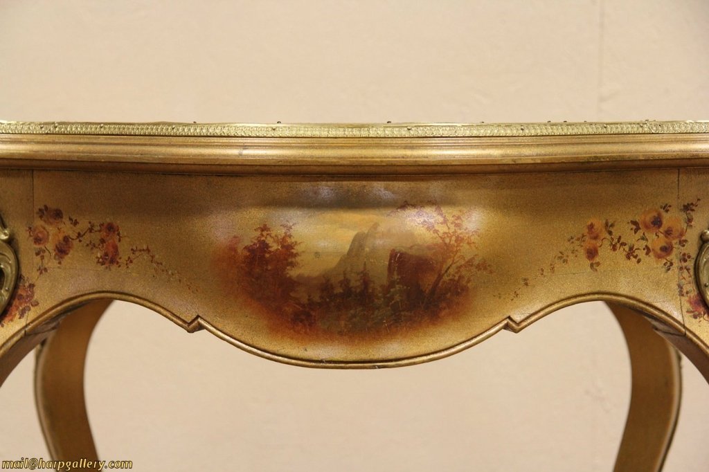 Vernis Martin French 1890 Antique Oval Onyx Top Salon Table Vernis Martin French 1890 Antique Oval Onyx Top Salon Table
