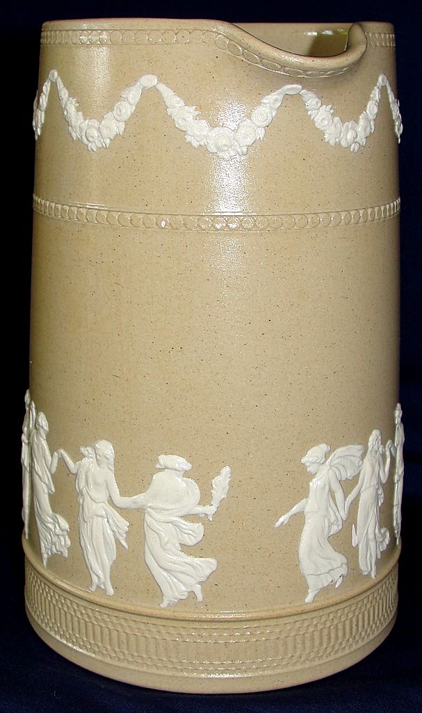 Antique Copeland Spode Stoneware light brown/tan Jasper "Dancing Hours" JUG Antique Copeland Spode Stoneware light brown/tan Jasper "Dancing Hours" JUG