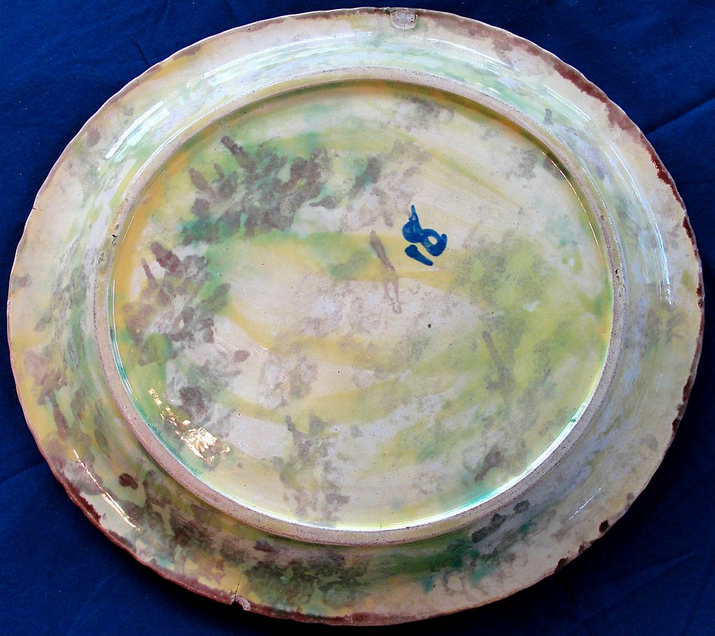 Antique Majolica Warble Bird and Fan Platter Antique Majolica Warble Bird and Fan Platter
