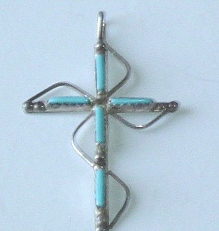 Vintage Zuni Sterling Silver Native American Petit Point Cross Pendant Vintage Zuni Sterling Silver Native American Petit Point Cross Pendant
