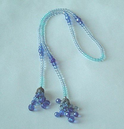 Vintage Czech Blue Flapper Necklace c1920 Vintage Czech Blue Flapper Necklace c1920