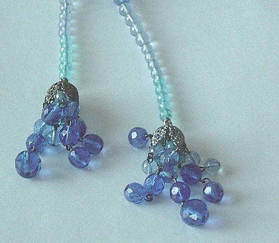 Vintage Czech Blue Flapper Necklace c1920 Vintage Czech Blue Flapper Necklace c1920