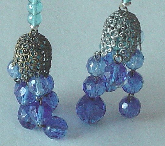 Vintage Czech Blue Flapper Necklace c1920 Vintage Czech Blue Flapper Necklace c1920