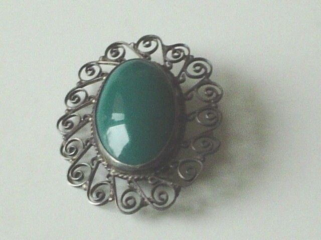 Large Vintage Sterling Silver Filigree Mexican Brooch Large Vintage Sterling Silver Filigree Mexican Brooch