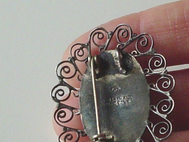 Large Vintage Sterling Silver Filigree Mexican Brooch Large Vintage Sterling Silver Filigree Mexican Brooch