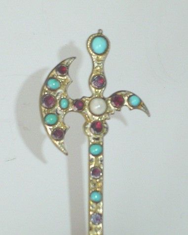Rare Georgian Antique Sword Pendant with Garnets Turquoise and Pearl Rare Georgian Antique Sword Pendant with Garnets Turquoise and Pearl