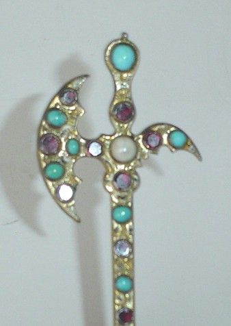 Rare Georgian Antique Sword Pendant with Garnets Turquoise and Pearl Rare Georgian Antique Sword Pendant with Garnets Turquoise and Pearl