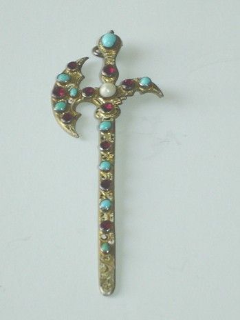Rare Georgian Antique Sword Pendant with Garnets Turquoise and Pearl Rare Georgian Antique Sword Pendant with Garnets Turquoise and Pearl