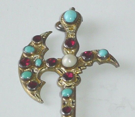 Rare Georgian Antique Sword Pendant with Garnets Turquoise and Pearl Rare Georgian Antique Sword Pendant with Garnets Turquoise and Pearl