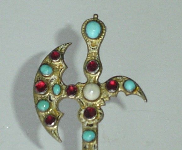Rare Georgian Antique Sword Pendant with Garnets Turquoise and Pearl Rare Georgian Antique Sword Pendant with Garnets Turquoise and Pearl