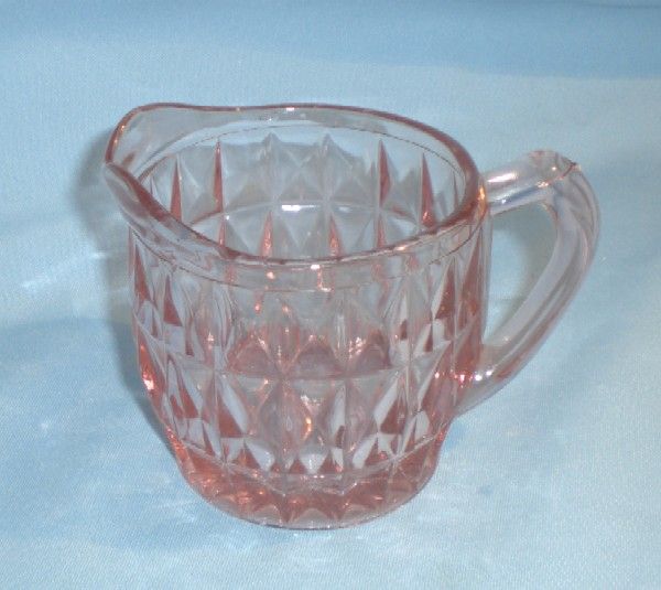 Windsor Pink Depression Glass Cream and Covered Sugar Windsor Pink Depression Glass Cream and Covered Sugar