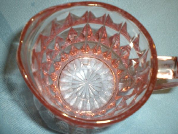 Windsor Pink Depression Glass Cream and Covered Sugar Windsor Pink Depression Glass Cream and Covered Sugar