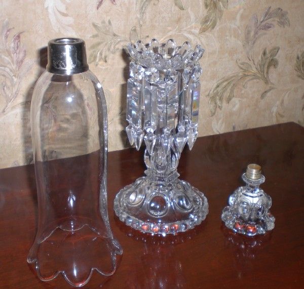 Baccarat Medaillon Candlesticks/Candle Holders with Hurricane Shades Baccarat Medaillon Candlesticks/Candle Holders with Hurricane Shades