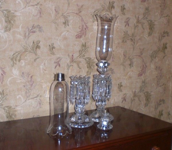 Baccarat Medaillon Candlesticks/Candle Holders with Hurricane Shades Baccarat Medaillon Candlesticks/Candle Holders with Hurricane Shades