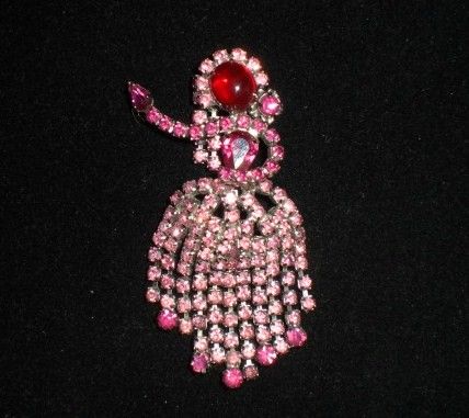 Hobe Pink Fuchsia Rhinestone Brooch/Pin Hobe Pink Fuchsia Rhinestone Brooch/Pin