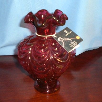 Fenton Cranberry Swag Vase Fenton Cranberry Swag Vase
