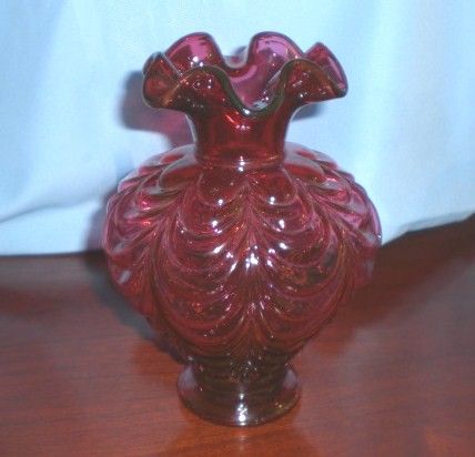 Fenton Cranberry Swag Vase Fenton Cranberry Swag Vase